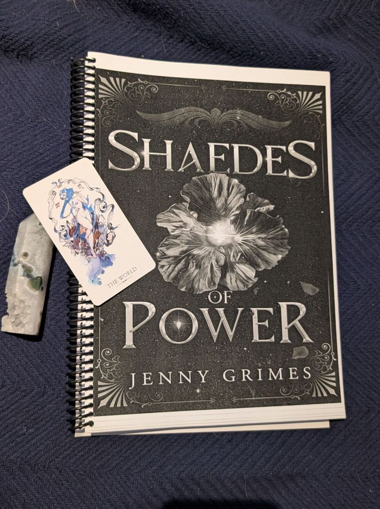 Printed black and white copt of Shaedes of Power by Jenny Grimes